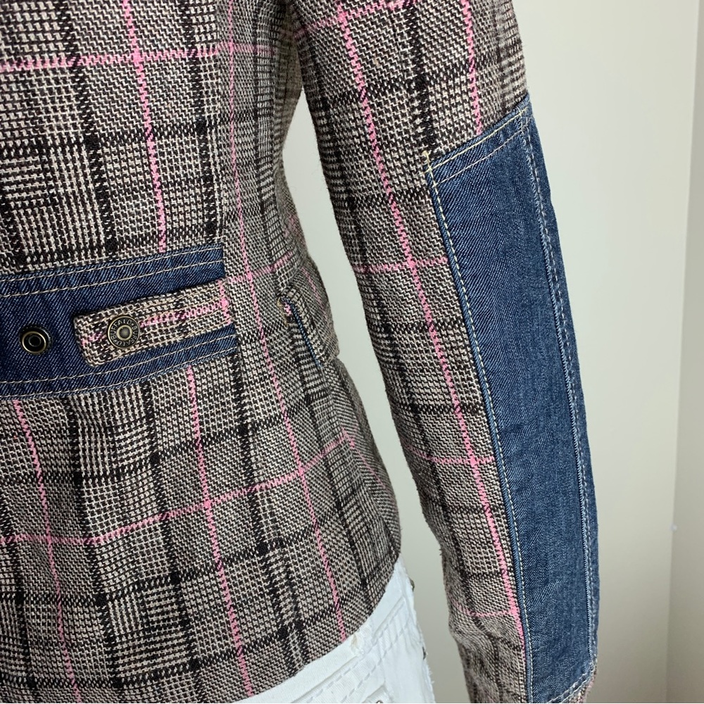 Buffalo David Bitton elbow patches plaid blazer